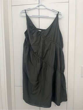 Susana Monaco Charcoal Tiered Silk Slip Mini Dress